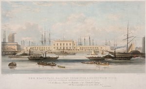 Der Blackwall Railway Terminus und Brunswick Pier, Blackwall, Poplar, London, ca. 1840 von Thomas Picken