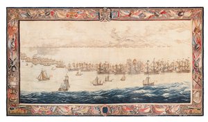 Historischer Wandteppich der Schlacht bei Solebay, Mortlake, Entwürfe zugeschrieben William van de Velde, um 1688
