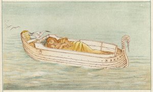 Danae und Perseus (Farblithografie)