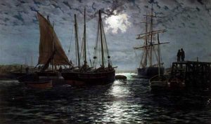 Ein mondbeschienener Hafen
