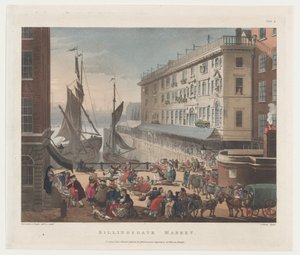 Billingsgate-Markt, 1. März 1808 von Thomas Rowlandson, Augustus Charles Pugin, J. Bluck
