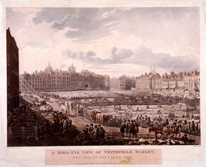 Smithfield Market, London, 1811 von Thomas Rowlandson, Augustus Charles Pugin