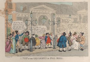 Ein Blick auf die Gaslichter in Pall-Mall, 23. Dezember von Thomas Rowlandson