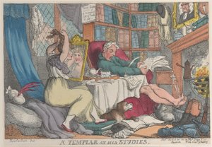 Ein Templer bei seinen Studien, 20. März 1811 von Thomas Rowlandson