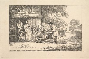 Ein reisender Messerschleifer an einer Hüttentür, 1787 von Thomas Rowlandson