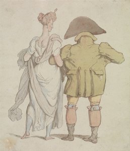 Ein älterer Herr geht mit einer Dame spazieren von Thomas Rowlandson