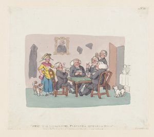 Weihnachtsakademiker spielen Whist von Thomas Rowlandson