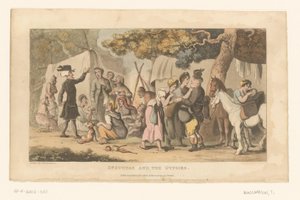 Doktor Syntax in einem Romalager von Thomas Rowlandson