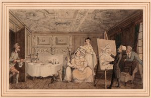 Dr. Syntax malt ein Porträt von Thomas Rowlandson