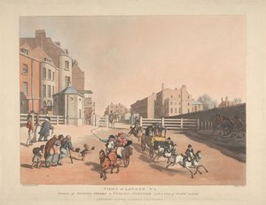 Eingang zur Oxford Street oder Tyburn Turnpike (Nr. 4) von Thomas Rowlandson