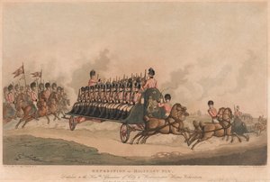 Expedition des Militärfliegen (Aquatinta, koloriert) von Thomas Rowlandson