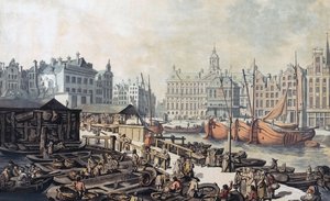 Fischmarkt, Dam-Platz, Amsterdam, Niederlande von Thomas Rowlandson