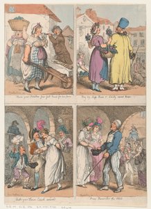 Vier Szenen aus der Serie Cries of London: Hier sind Ihre Kartoffeln..., Kaufen Sie mein Moos..., 1. August 1801
