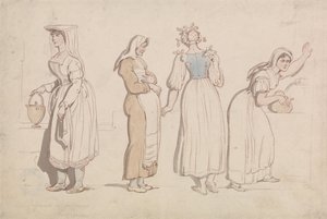 Vier Frauen an einem Brunnen in Rom von Thomas Rowlandson