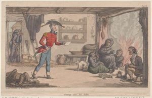 Einzug in seine Unterkunft, aus Die militärischen Abenteuer von Johnny Newcome, 1815