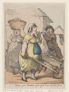 Hier sind Ihre Kartoffeln, vier volle Pfund für zwei Pence, 1811 von Thomas Rowlandson