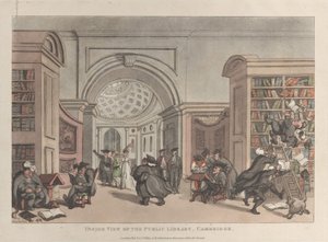 Innenansicht der öffentlichen Bibliothek, Cambridge, 9. November 1809