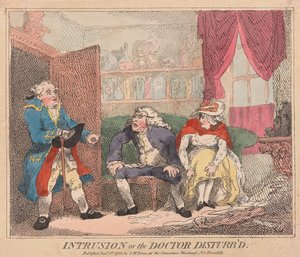 Eindringen oder der gestörte Arzt, veröffentlicht 1786 (handkolorierter Stich)