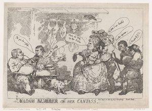 Madam Blubber auf ihrer Leinwand, 22. April 1784 von Thomas Rowlandson