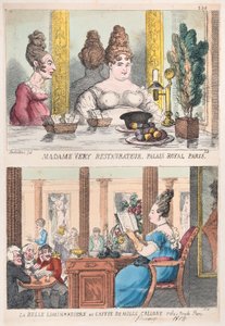 Madame Very Restauranteur, Palais Royal Paris und La Belle Liminaudiere im Café De Mille..., 1814