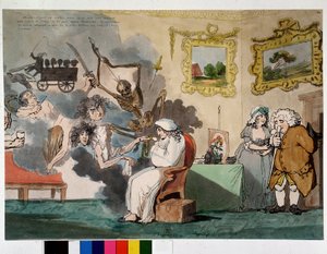 Geisteskrankheit und Visionen: das Hypochondrium - Zeichnung von Rowlandson