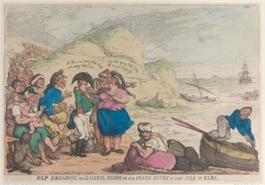 Nap fürchtet sein trauriges Schicksal oder sein großer Einzug auf der Insel Elba, 20. April 1814