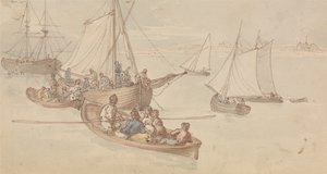 Vergnügungsboote in einer Mündung von Thomas Rowlandson