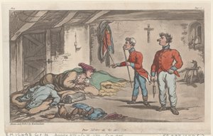 Armer Johnny auf der Krankenliste, aus Die militärischen Abenteuer von Johnny Newcome, 1815