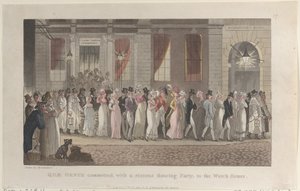 Quae Genus verhaftet, mit einer ausgelassenen Tanzparty, ins Wachhaus, aus..., 1. November 1821 von Thomas Rowlandson