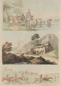 Satz von sechzehn: Umrisse von Figuren und Landschaften