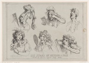 Sechs Stufen der Gesichtskorrektur, gewidmet mit Respekt an die ehrenwerte Lady Ar..., 29. Mai 1792 von Thomas Rowlandson