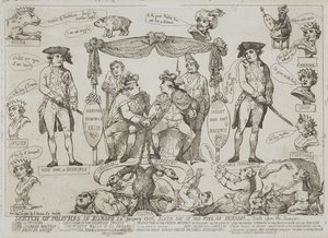 Skizze der Politik in Europa, 24. Januar 1786 - Geburtstag des Königs von Preußen von Thomas Rowlandson