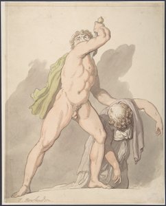 Stehender nackter Mann, der eine ohnmächtige Frau stützt (Ludovisi Gallier in den Uffizien) von Thomas Rowlandson