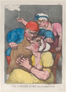 Die Kur des Schusters für eine schimpfende Frau von Thomas Rowlandson