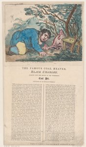 Der berühmte Kohlenheizer Schwarzer Charley schaut in den Mund des Wunderbaren..., 25. Februar 1805 von Thomas Rowlandson