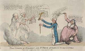 Die Geister von Mirabeau und Dr. Price erscheinen dem alten Loyola von Thomas Rowlandson