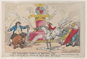 Das Hannoveraner Pferd und der britische Löwe, 31. März 1784