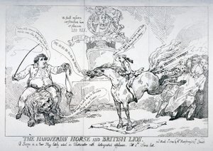 Das Hannoveraner Pferd und der britische Löwe, 1784 von Thomas Rowlandson