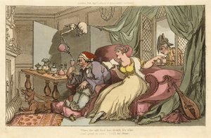Die Flitterwochen, aus The English Dance of Death, veröffentlicht 1816 (handkolorierte Gravur)