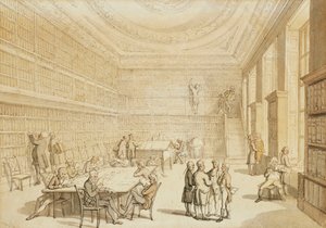 Die Bibliothek der Royal Institution, Albemarle Street von Thomas Rowlandson