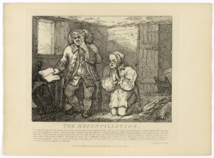 Die Versöhnung, aus Boswells Tour durch die Hebriden von Thomas Rowlandson