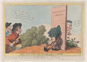 Der schottische Strauß sucht Deckung von Thomas Rowlandson