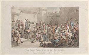 Der Pfarrer predigt den Gefangenen, aus Der Pfarrer von Wakefield von Thomas Rowlandson