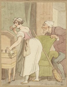 Frau beim Stehlen eines Getränks erwischt von Thomas Rowlandson