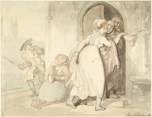 Junge Frau an der Kirchentür oder Beichte von Thomas Rowlandson