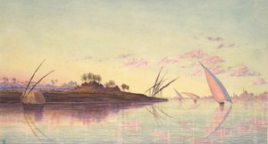 Ansicht auf den Nil bei Kairo, ca. 1855 von Thomas Seddon