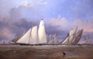 Die America bei Cowes, 1852 von Thomas Sewell Robins
