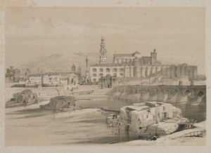 Malerische Skizzen in Spanien: Überreste einer römischen Brücke am Guadalquivir, Cordova, 1837