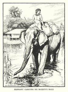 Elefant trägt die Post Seiner Majestät (Lithografie)