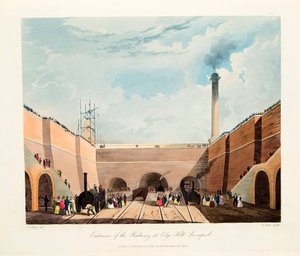 Einfahrt der Eisenbahn in Edge Hill, Liverpool, 1831 von Thomas Talbot Bury